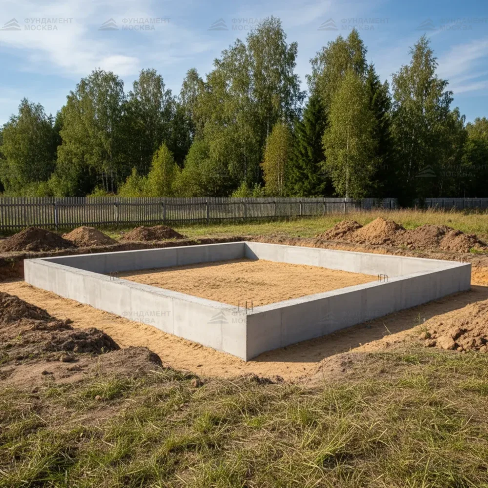 Мелкозаглублённый ленточный фундамент 12x12 м